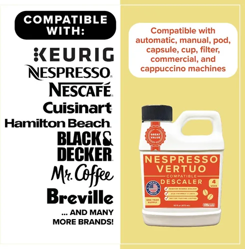 Vista 3 de Tillbrook Descalcificador compatible con máquina Nespresso Vertuo – 1 año de suministro concentrado descalcificador para Nespresso – Limpiador