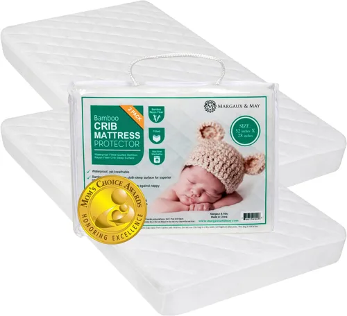 Vista 8 de 2 Pack Bamboo Waterproof Crib Mattress Protector Pad (Mom's Choice Award Winner) by Margaux & May - Noiseless - Dryer Friendly - Deluxe Bamboo Rayon