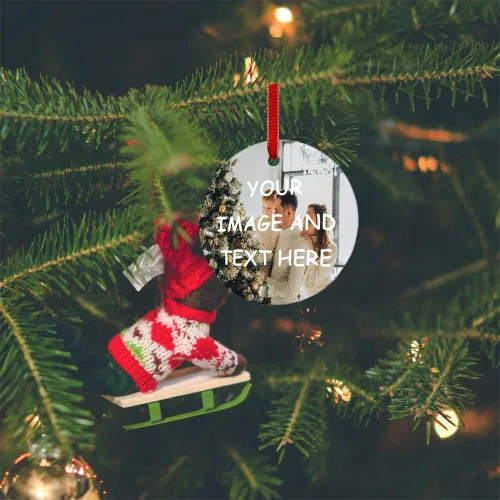 Vista 4 de Adornos colgantes de cerámica para árbol de Navidad, adorno personalizado de Navidad, adornos de foto personalizados, bola de adorno de foto