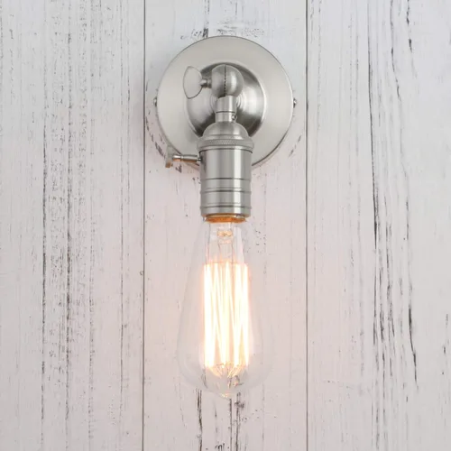 Vista 5 de PERMO lámpara estilo candelabro de metal industrial vintage para montar en pared Mini única (cepillado)