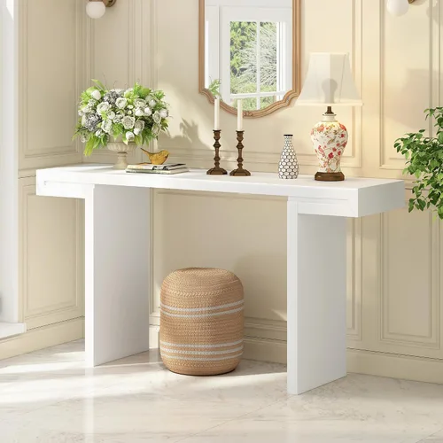Vista 20 de Quarte Elegante mesa consola con tres cajones de almacenamiento, mesa de sofá extra larga para entrada, pasillo, sala de estar, vestíbulo, pasillo