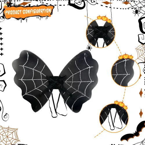 Vista 3 de Halloween Bat Costume Set for Kids, Tutu Skirt for Girls with Headband and Wand Bat Wings Halloween Party Dress up Kit