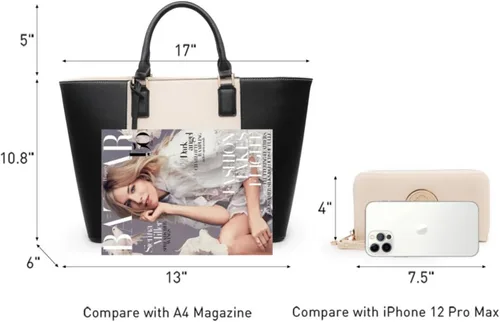 Vista 30 de Dasein Satchel Purse Handbag for Women Large Shoulder Work Tote Bag With Matching Wallet