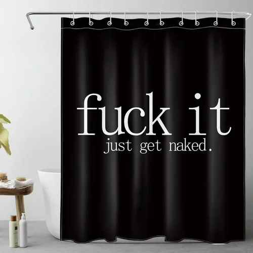 Vista 15 de LB Fuck It Get Naked - Cortina de ducha pequeña de 48 x 68 pulgadas, forro de cortina de ducha en blanco y negro, cortina de ducha estrecha