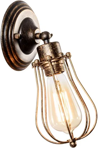Vista 8 de LULING Aplique de pared industrial con iluminación vintage, lámpara ajustable de alambre rústico, jaula de metal, pantalla de luz de pared