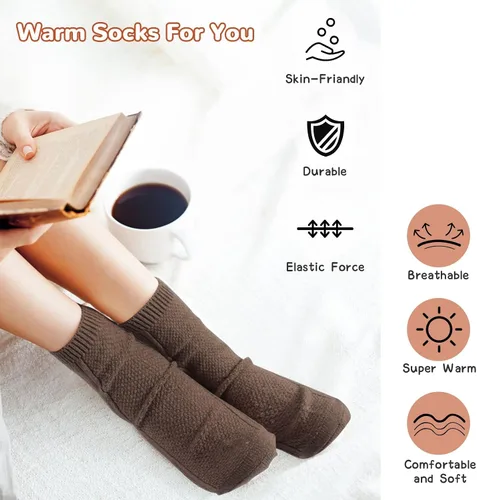 Vista 5 de Nicetage Wool Socks Women's Winter Boots Socks Thick Knit Warm Cozy Crew Socks Christmas Holiday Socks