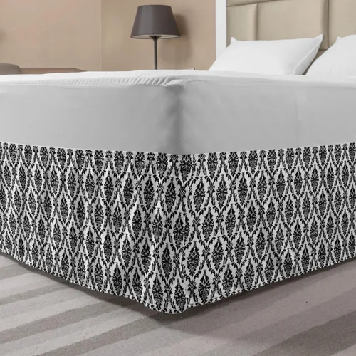 Vista 45 de Lunarable Falda de cama elástica de trébol, tréboles de cultura irlandesa con temática del día de San Patricio, 4 hojas, falda de cama de tela