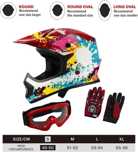 Vista 13 de SLMOTO - Casco DOT para niños y jóvenes, casco de motocross para todoterreno y calle, casco de motocicleta, casco de bicicleta de tierra, motocross