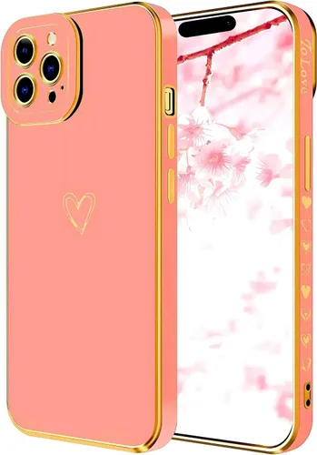 Vista 19 de Funda compatible con iPhone 13 Pro con forma de corazón para mujeres y niñas, diseño estético, delgado, delgado, a prueba de golpes, funda