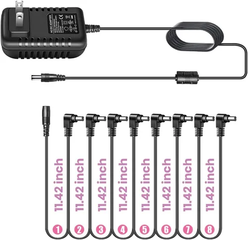 Vista 6 de Adaptador de fuente de alimentación de pedal de guitarra 9V DC 2A con cable de cadena margarita de 8 vías 2000mA