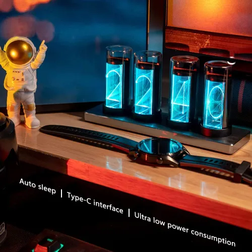 Vista 2 de Simula el reloj Nixie, columpio de escritorio creativo RGB, reloj Gixie multifunción, reloj electrónico de tubo de resplandor LED, se puede utilizar