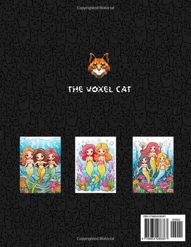 Vista 2 de Las Sirenitas, libro para colorear Hermosas sirenitas estilo kawaii con 24 ilustraciones a doble pagina para niños y niñas de 5 años en adelante