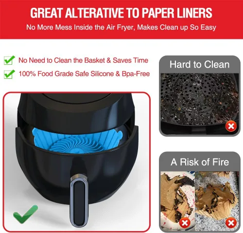 Vista 5 de Forros de silicona para freidora de aire pequeña para COSORI/Instant Pot/Chefman/Ninja/Dash/Bella/GoWise/COSMO freidora de aire de 2 cuartos