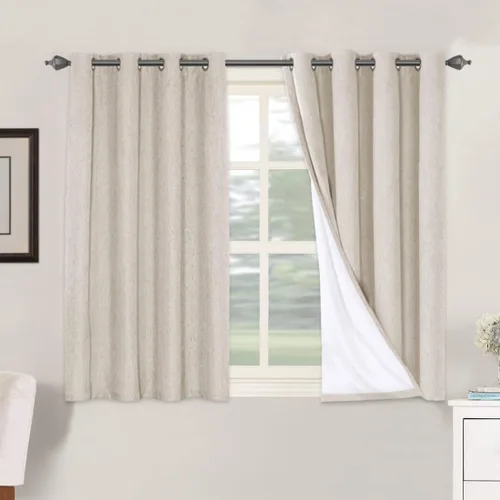 Vista 36 de H.VERSAILTEX Cortinas 100% opacas con aislamiento térmico, texturizadas, de lino, con bloqueo completo de calor y luz, para sala de estar y Negro
