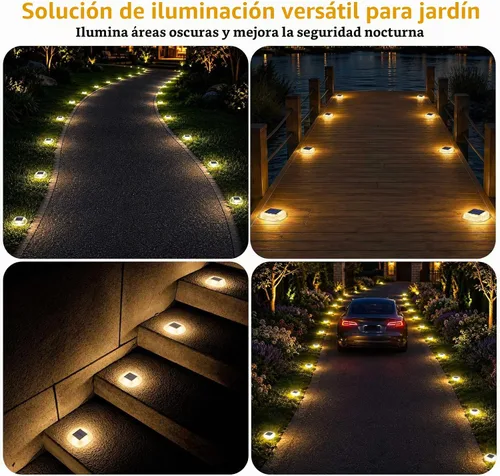 Vista 7 de Lacasa Solar Deck Lights, 4 Pack Dock Step Driveway Pathway Garden Lights Cool White & Warm White