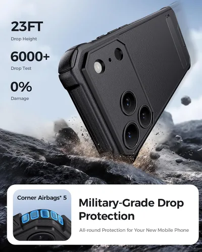 Vista 7 de ASAFCASE - Funda para iPhone 17 Pro con soporte, compatible con MagSafe, color negro Camera Control Button, Military Grade Shockproof, Full Camera