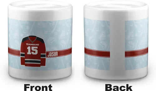Vista 2 de Banco de monedas de hockey personalizado