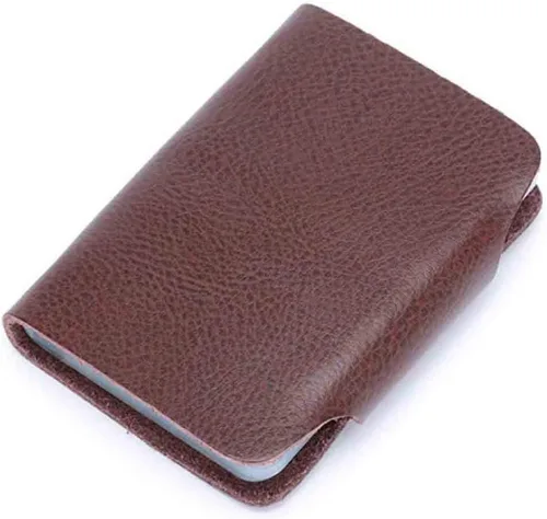 Vista 4 de Tarjetero unisex de piel para tarjetas de crédito, paquete de 2 (rojo y marrón)