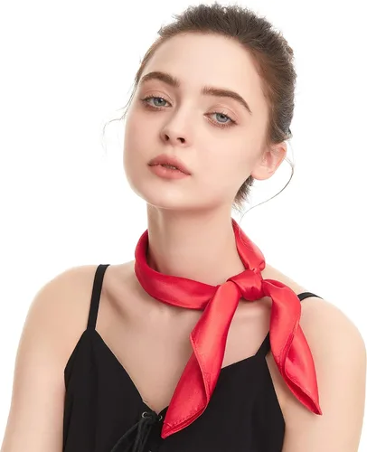 Vista 3 de Zando Bufanda de seda cuadrada de gasa de color sólido, bufandas retro para mujer, bufandas para el cuello, bufanda, monedero, bufanda