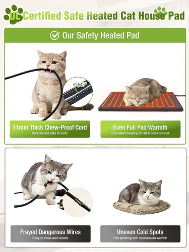 Vista 4 de Casa climatizada para gatos al aire libre con forro aislante, refugio impermeable para gatos Solid Fir Timber Stray Kitty Habitat With Removable