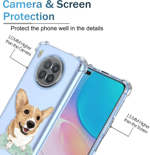 Vista 2 de Funda para Huawei Nova 8i Honor 50 Lite NEN-L22, diseño de animal de dibujos animados transparente de lindo perro, TPU suave a prueba de golpes