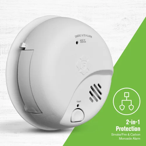Vista 2 de First Alert Alarma combinada de humo y monóxido de carbono, detector a pilas con botón de prueba y silencio, SMICO100, paquete de 1