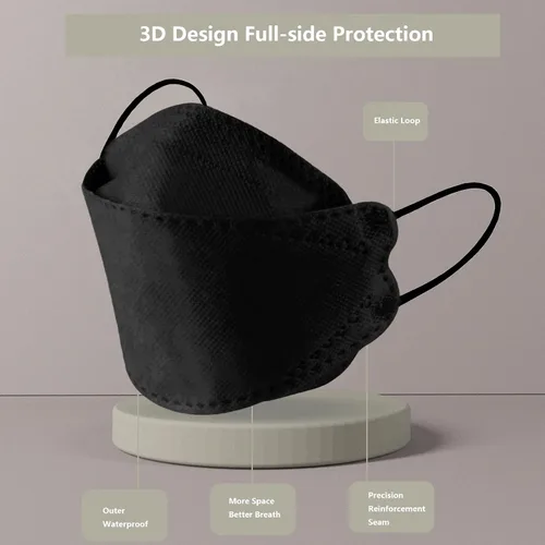 Vista 6 de Mascarillas para niños 50 PCS, mascarillas desechables de 4 capas para niños, máscaras negras