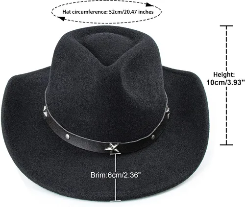 Vista 3 de Western Cowboy Cowgirl Hat for Kids Boys Girls Felt Fedora Hats (for Kids 3-6 Years)