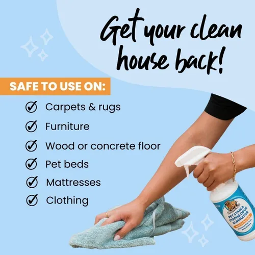 Vista 3 de FurryFreshness Extrafuerte mancha de orina de gato o perro y removedor permanente de olores + eliminador de olores – Elimina manchas de mascotas