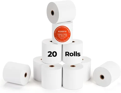 Vista 14 de MUNBYN 2 1/4" x 50' Papel Térmico para Recibos (5 Rollos), Papel de Recibo de 58mm Libre de BPA Se Adapta a Todas las Mini Impresoras Térmicas POS