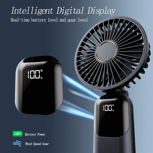 Vista 4 de GOCKERA Ventilador Portátil, Ventilador Operado con Batería de 4200mAh, 5 Velocidades y Pantalla Digital, Ventiladores para Maquillaje para Mujeres