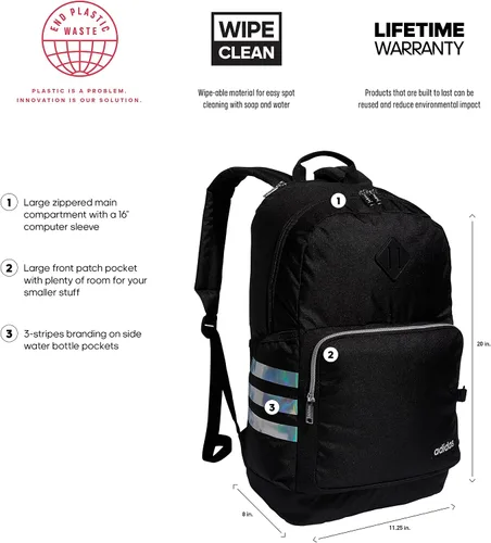 Vista 2 de adidas Classic 3S 4 Backpack, BlackSnowglobe, One