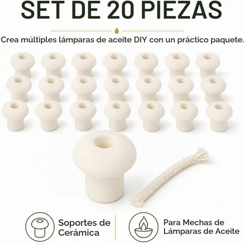 Vista 4 de 20 soportes para mecha de lámpara de aceite: soporte de mecha de linterna de cerámica, accesorios de reemplazo de lámpara de alcohol