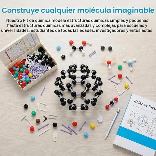 Vista 6 de SOUJOY Modelo molecular de química de 444 piezas para construir estructuras orgánicas e inorgánicas, juego de aprendizaje de ciencia visual 3D