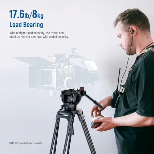 Vista 3 de NEEWER Trípode de Video Básico de 74" con Cabezal Fluido, Trípode de Cámara de Metal con Amortiguación de Fricción Suave, Separador de Nivel Medio
