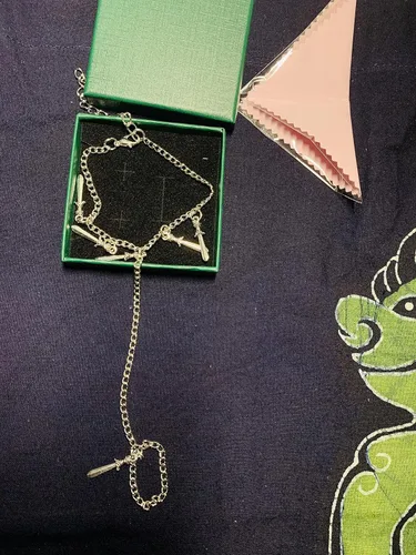 Vista 7 de Pulsera geométrica de múltiples capas de aleación de color de acero con borla de gota de agua, Acero aleado, Sin gemas.