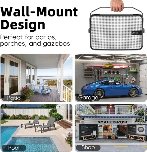 Vista 6 de Altavoces Bluetooth para exteriores de 600 W, sincronización inalámbrica entre altavoces, graves potentes, soporte de pared para patio, porche
