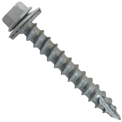 Vista 4 de Tornillos para techos de metal #14 (750) Tornillos x 1-1/2 "ABC Gris Arandela hexagonal Tornillo de techo de chapa metálica para techo.