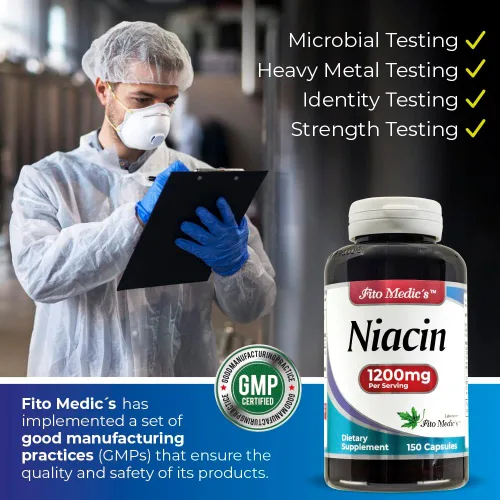Vista 6 de FITO MEDIC'S Suplemento de niacina de laboratorio, vitamina B3, 150 cápsulas
