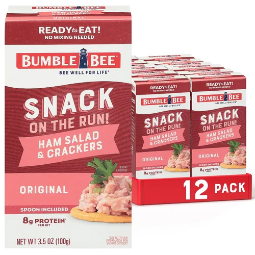 Vista 10 de Bumble Bee Snack On The Run Kit de Ensalada de Jamón con Galletas Saladas, 3.5 oz - Listo para Comer, Cuchara Incluida - Aperitivo Proteico Estable