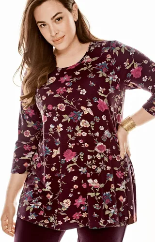 Vista 6 de Jessica London Camisa larga holgada de manga 34 para mujer, talla grande
