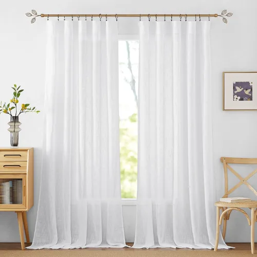 Vista 36 de RYB HOME - Cortinas de lino texturizado semitranslúcidas, privacidad media, filtro de luz, decoración de ventana para dormitorio/baño/sala de estar