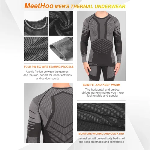 Vista 5 de MeetHoo Conjunto de ropa interior térmica para hombre ropa de invierno para hombre capa base de capa base larga