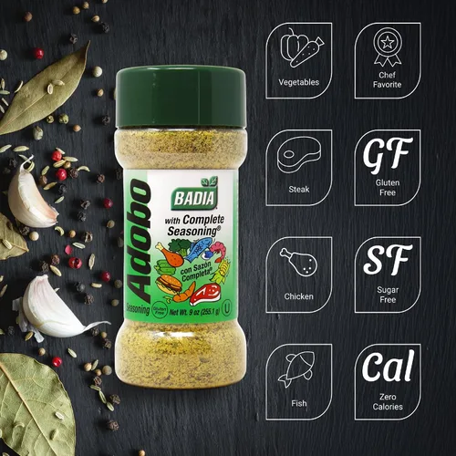 Vista 2 de Badia Adobo con condimento completo, 9 onzas, especias latinas multiusos para cocinar todos los días