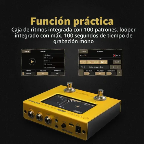 Vista 6 de HOTONE Procesador de múltiples efectos, pedal de guitarra, amplificador de bajo, modelado de gabinetes IR, simulación multiidioma estéreo, OTG