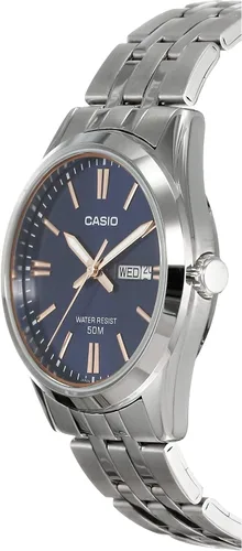 Vista 2 de Casio MTP1335D-2A2 Reloj analógico de acero inoxidable para hombre con esfera negra y fecha de día