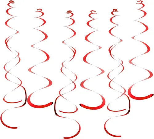 Vista 9 de Fumwase Decoraciones de remolinos para fiestas, decoración de remolinos colgantes de papel de aluminio dorado brillante para techo, serpentina