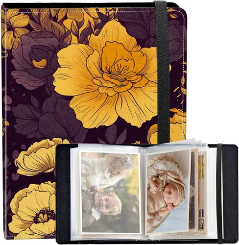 Vista 54 de Álbum de fotos de 3.5 x 5 pulgadas, cubierta de piel sintética de pequeña capacidad, mini álbum de fotos de águila americana de 3.5 x 5 con banda
