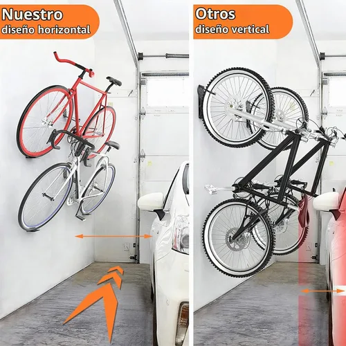 Vista 3 de WALMANN - Paquete de 2 soportes para pedales de bicicleta, soporte de pared horizontal resistente Soporte de pared para bicicleta para garaje