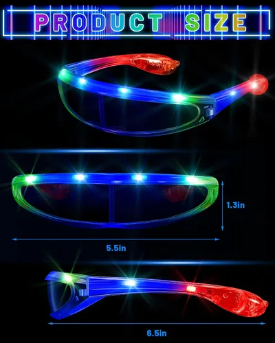 Vista 2 de 4 pares de lentes de sol futuristas angostos con diseño de robot, para disfraz espacial, Blanco